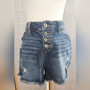 Torrid High Rise Blue Button-Fly Jean Shorts - Size 10